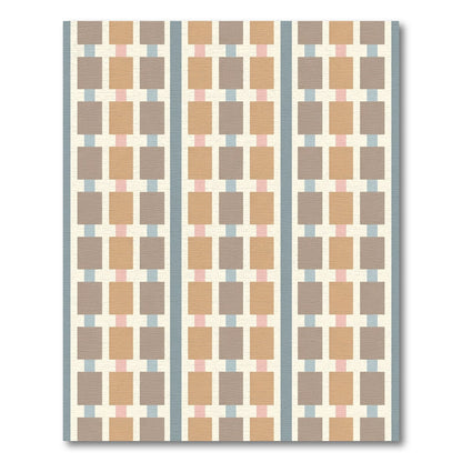 Neutral Geometric Brick Row Rug