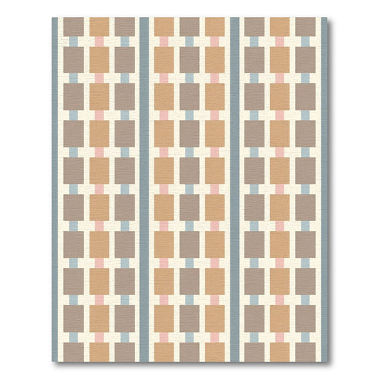 Neutral Geometric Brick Row Rug
