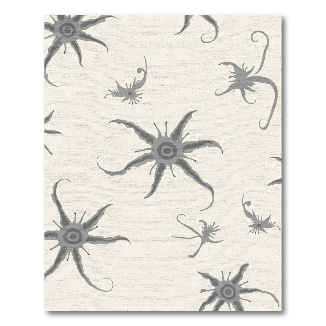 Gray Starburst Floral Scatter Rug