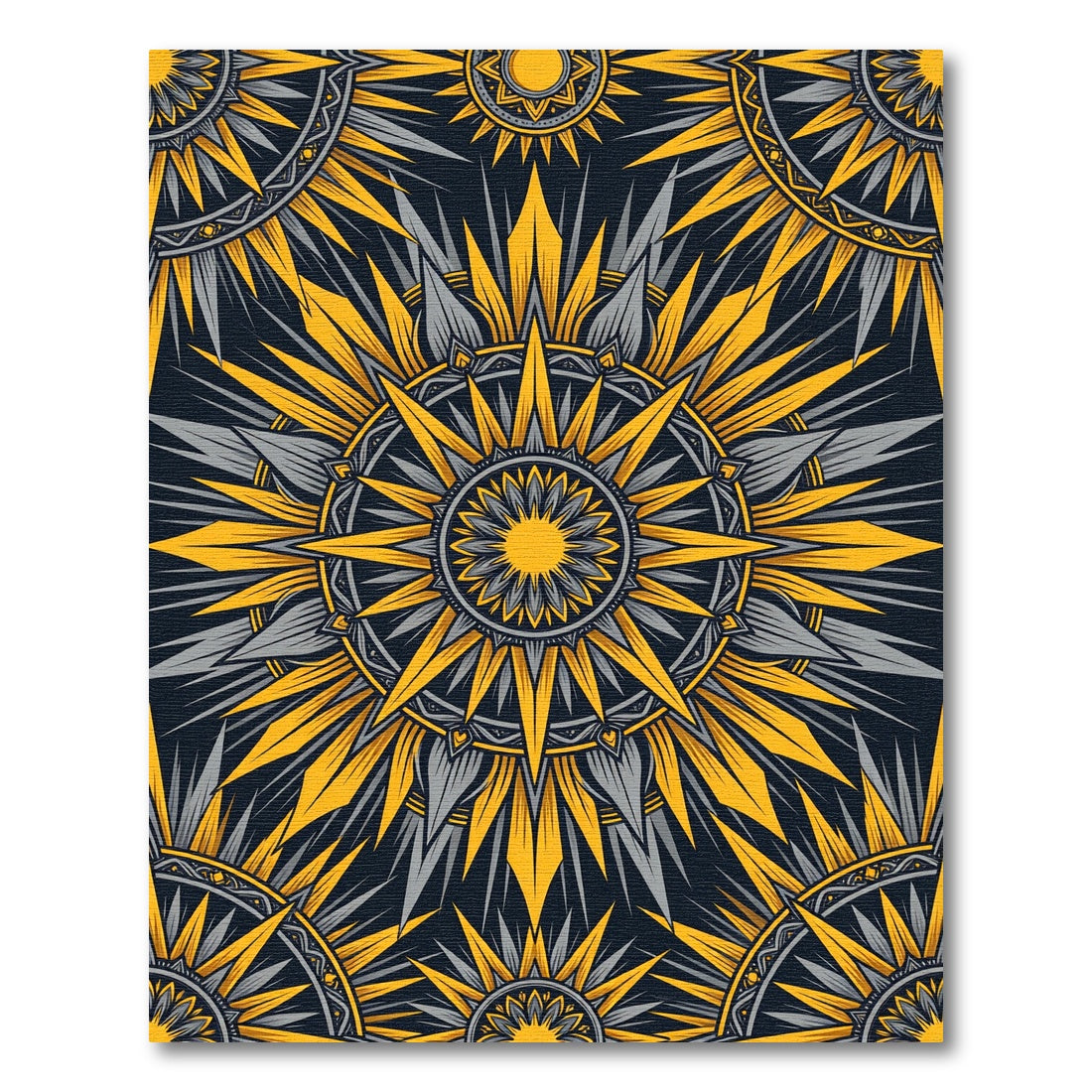 Golden Yellow Sunburst Mandala Rug