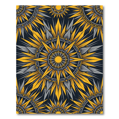 Golden Yellow Sunburst Mandala Rug