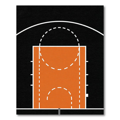 Modern Orange Basketball Court Minimalist Accent Rug