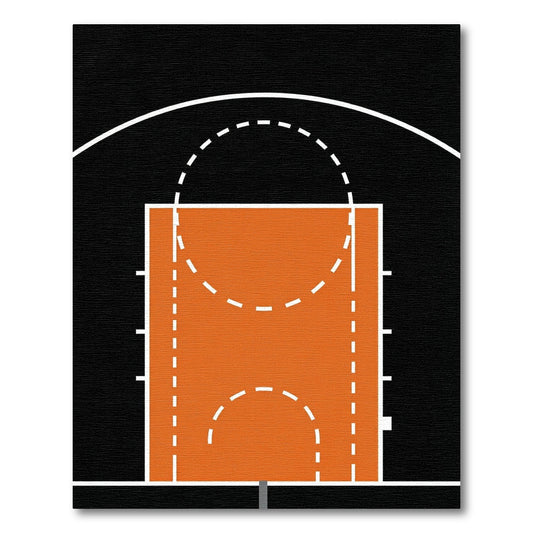 Modern Orange Basketball Court Minimalist Accent Rug