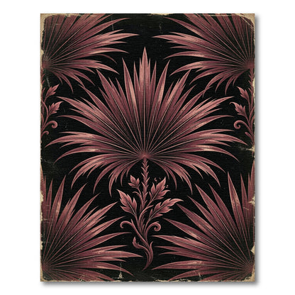 Dark Maroon Tropical Palm Victorian Rug