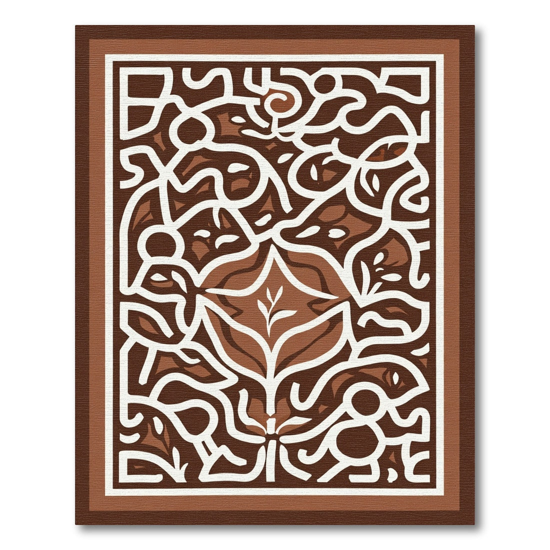 Brown White Abstract Floral Garden Rug
