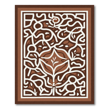 Brown White Abstract Floral Garden Rug
