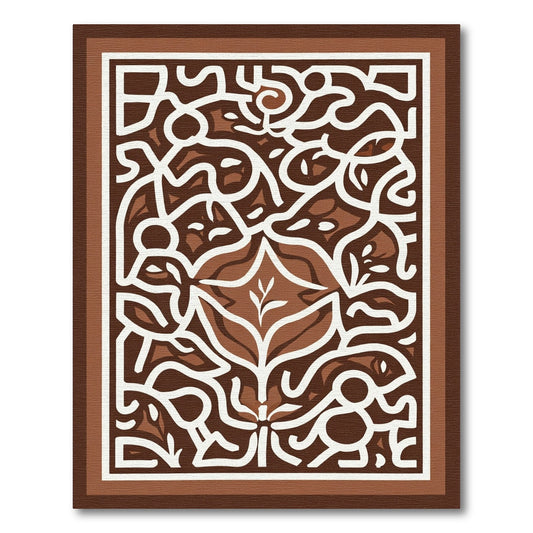 Brown White Abstract Floral Garden Rug