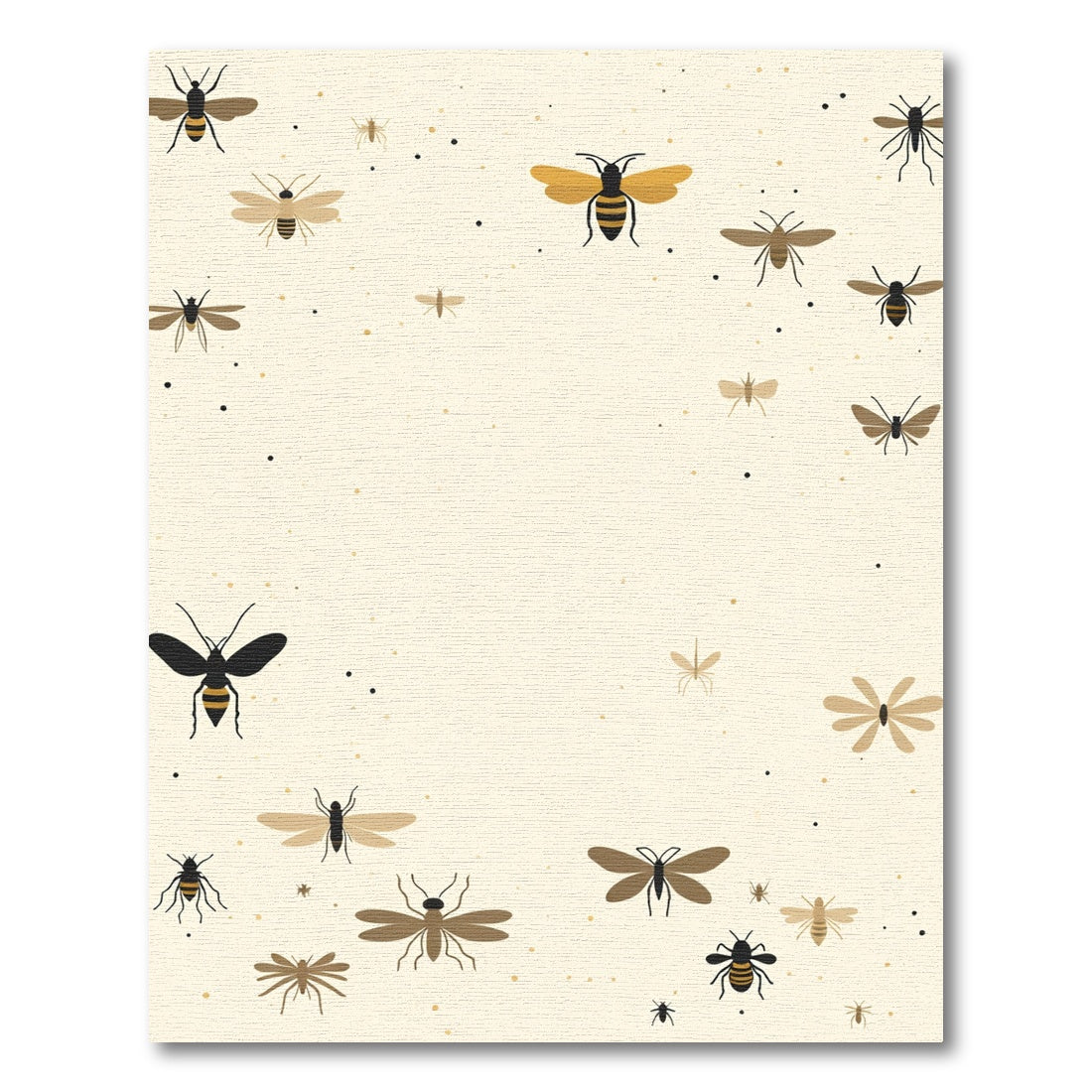 Cream Insect Whimsical Scatter Ground Rug
