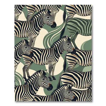 Earthy Green Zebra Herd Seamless Rug