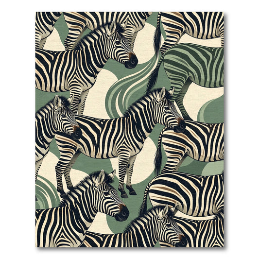 Earthy Green Zebra Herd Seamless Rug