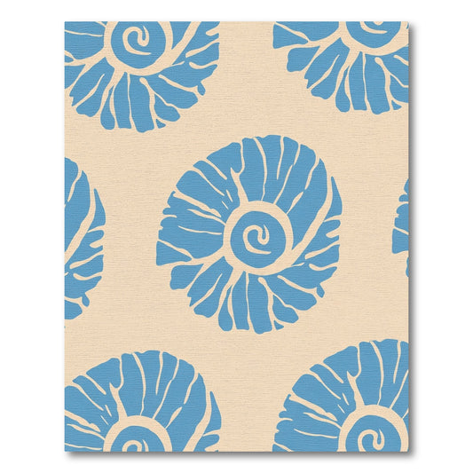 Coastal Blue Seashell Repeating Scatter Rug