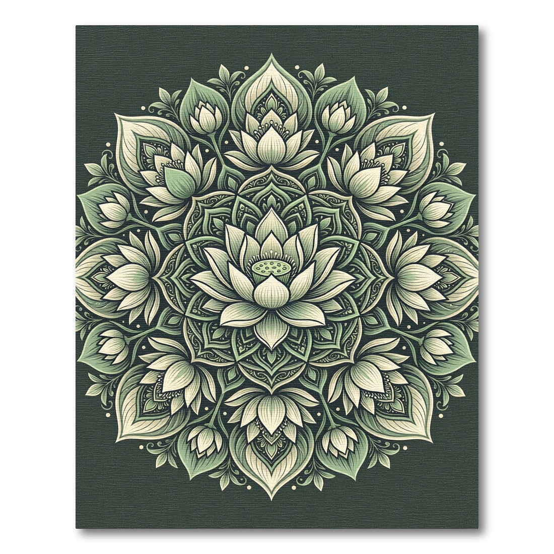 Sage Green Lotus Mandala Art Rug