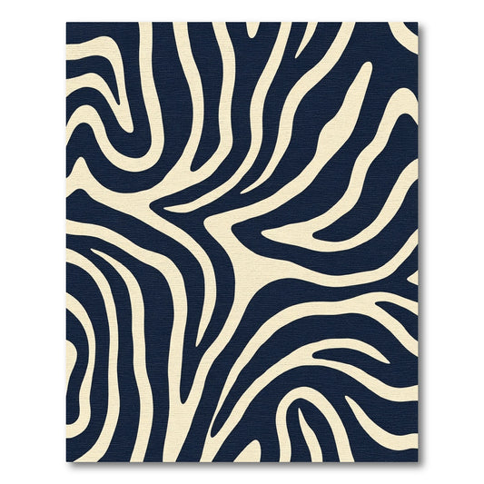 Navy Cream Zebra Stripes Rug