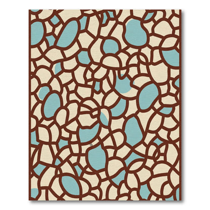 Abstract Organic Shapes Tan Blue Rug