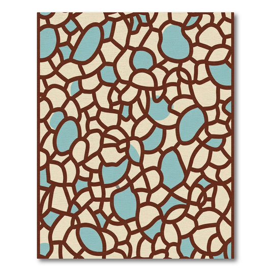 Abstract Organic Shapes Tan Blue Rug