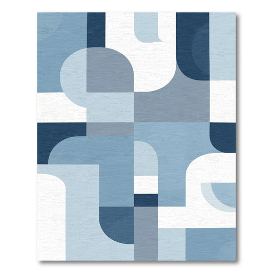 Mid Century Modern Geometric Abstract Blue Rug