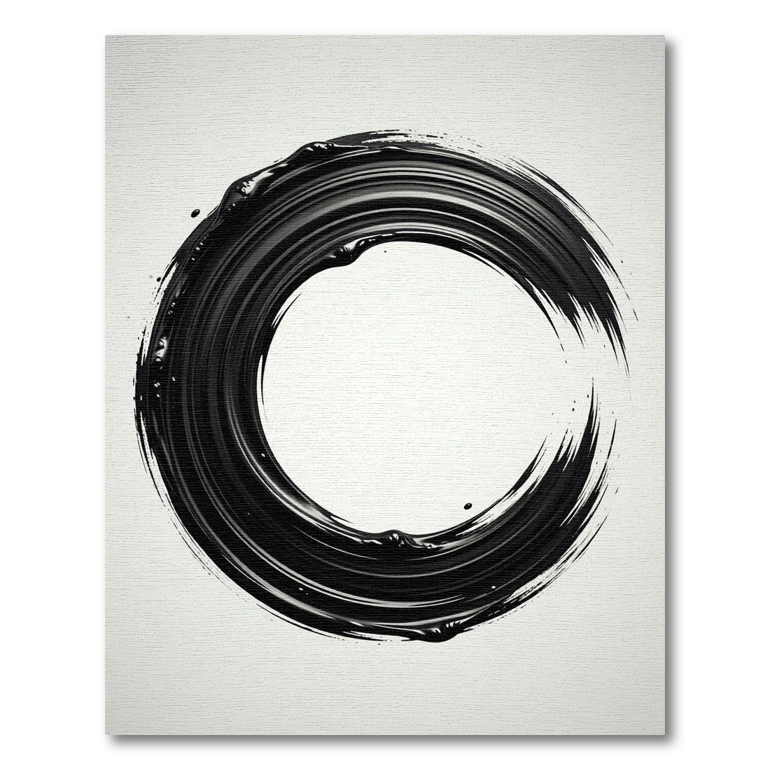 Bold Black Brushstroke Circle Rug
