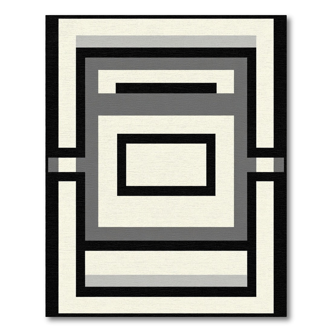 Monochromatic Geometric Rectangular Frame Rug