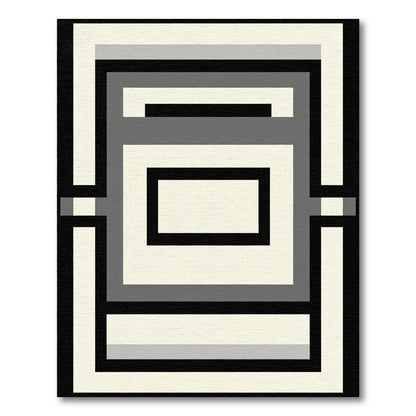 Monochromatic Geometric Rectangular Frame Rug