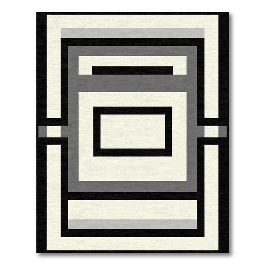 Monochromatic Geometric Rectangular Frame Rug
