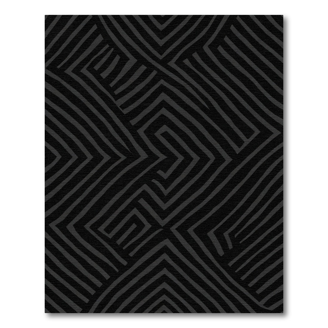 Dark Gray Abstract Geometric Maze Rug