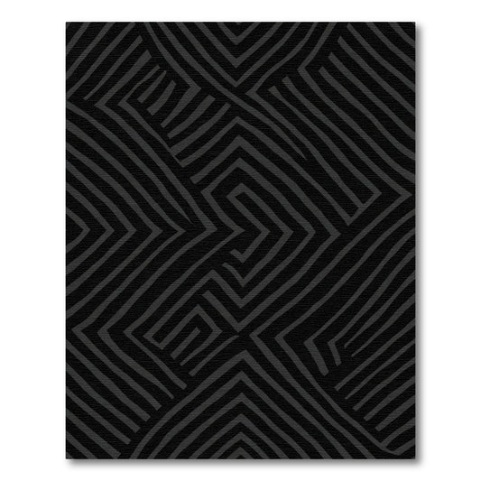 Dark Gray Abstract Geometric Maze Rug