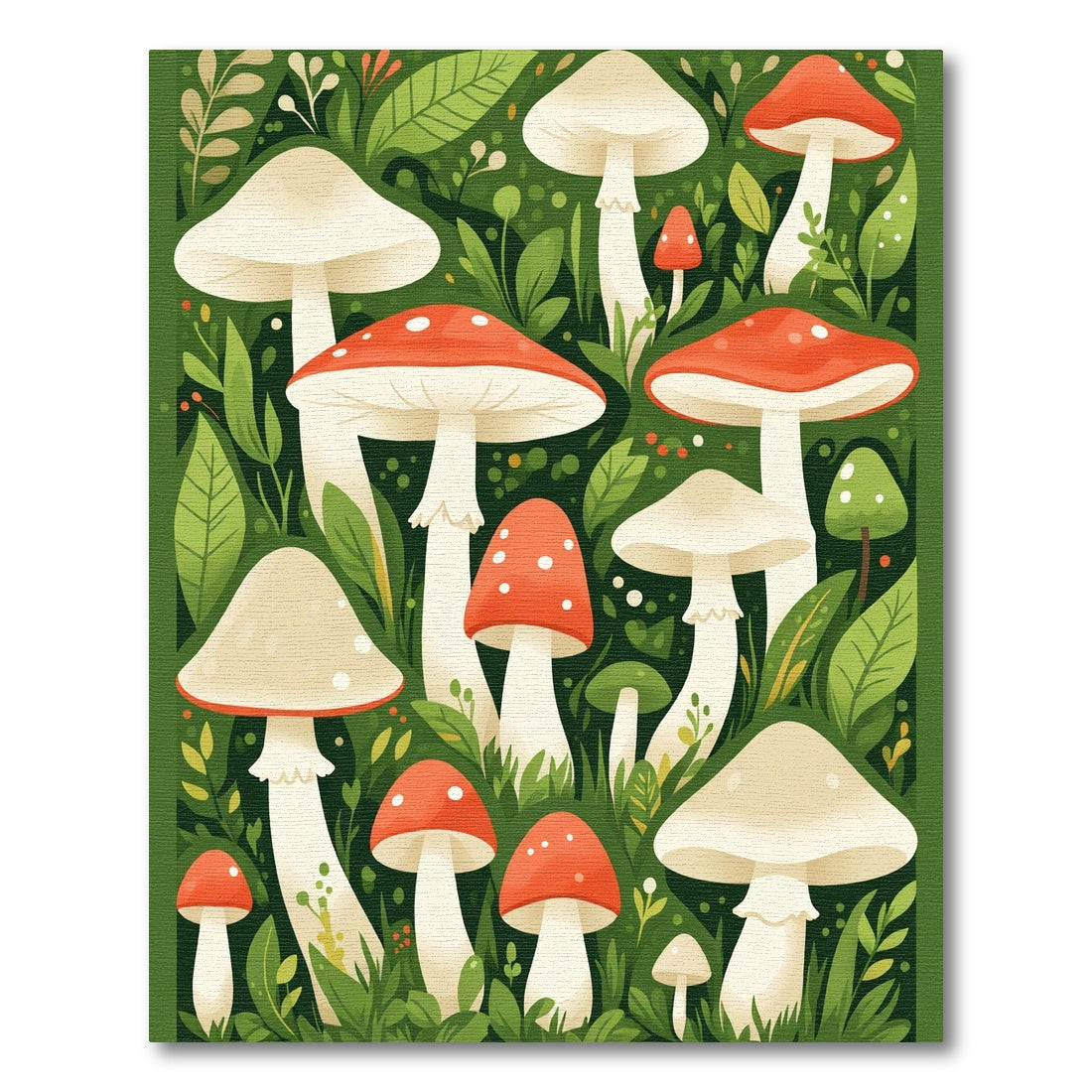 Whimsical Forest Mushroom Gathering Rug