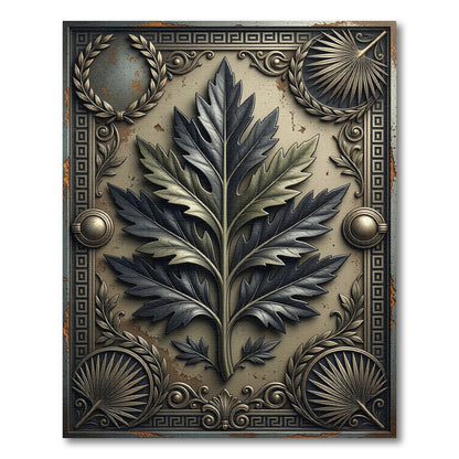 Metallic Gold Acanthus Leaf Greco Border Rug