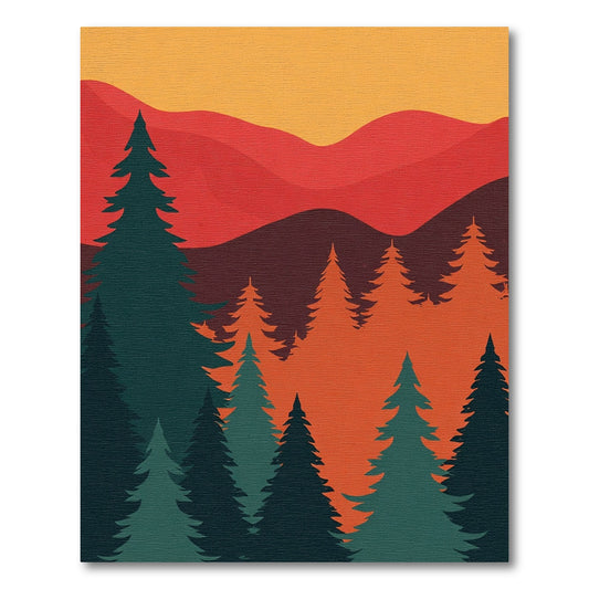 Sunset Forest Landscape Trees Rug