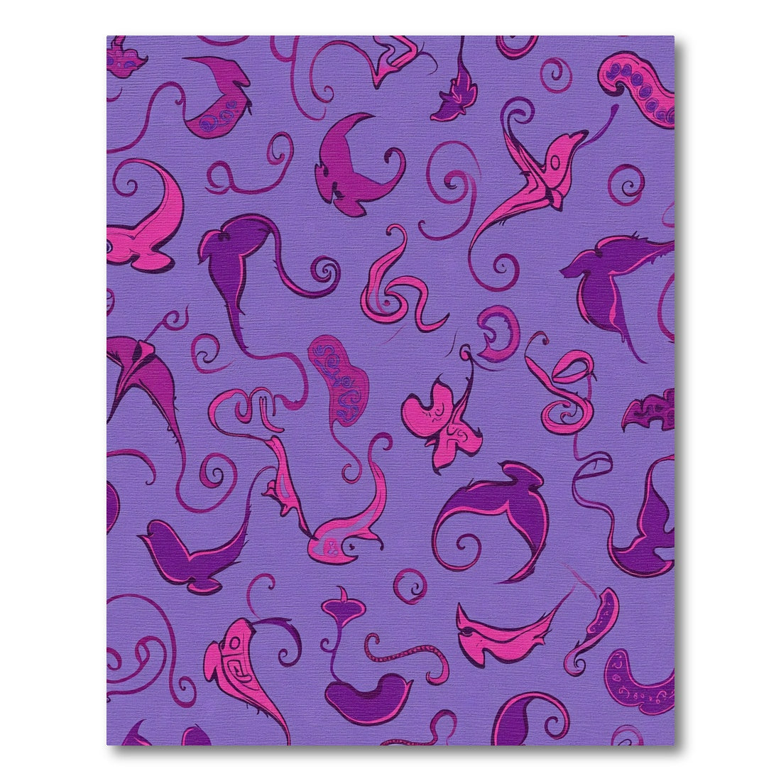 Whimsical Pink Purple Abstract Organic Forms Rug