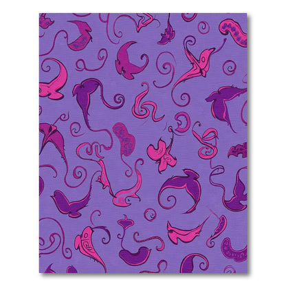 Whimsical Pink Purple Abstract Organic Forms Rug