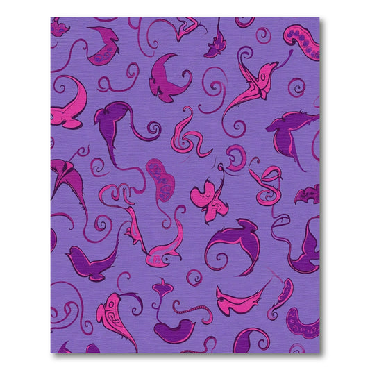 Whimsical Pink Purple Abstract Organic Forms Rug