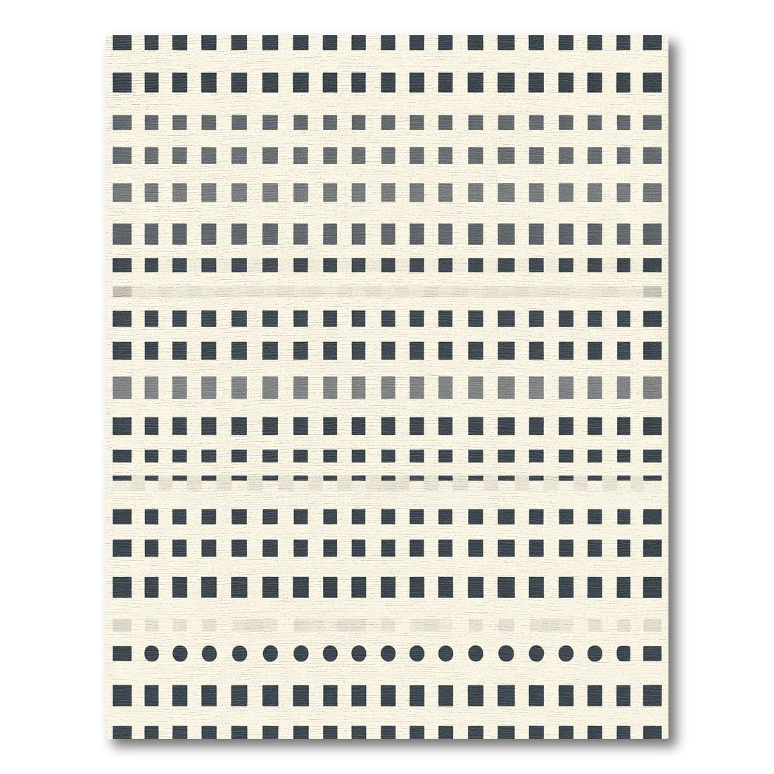 Neutral Grayscale Pixelated Grid Rug