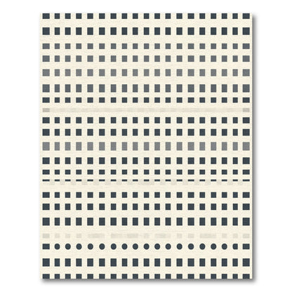 Neutral Grayscale Pixelated Grid Rug