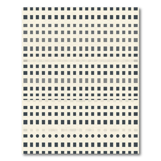 Neutral Grayscale Pixelated Grid Rug