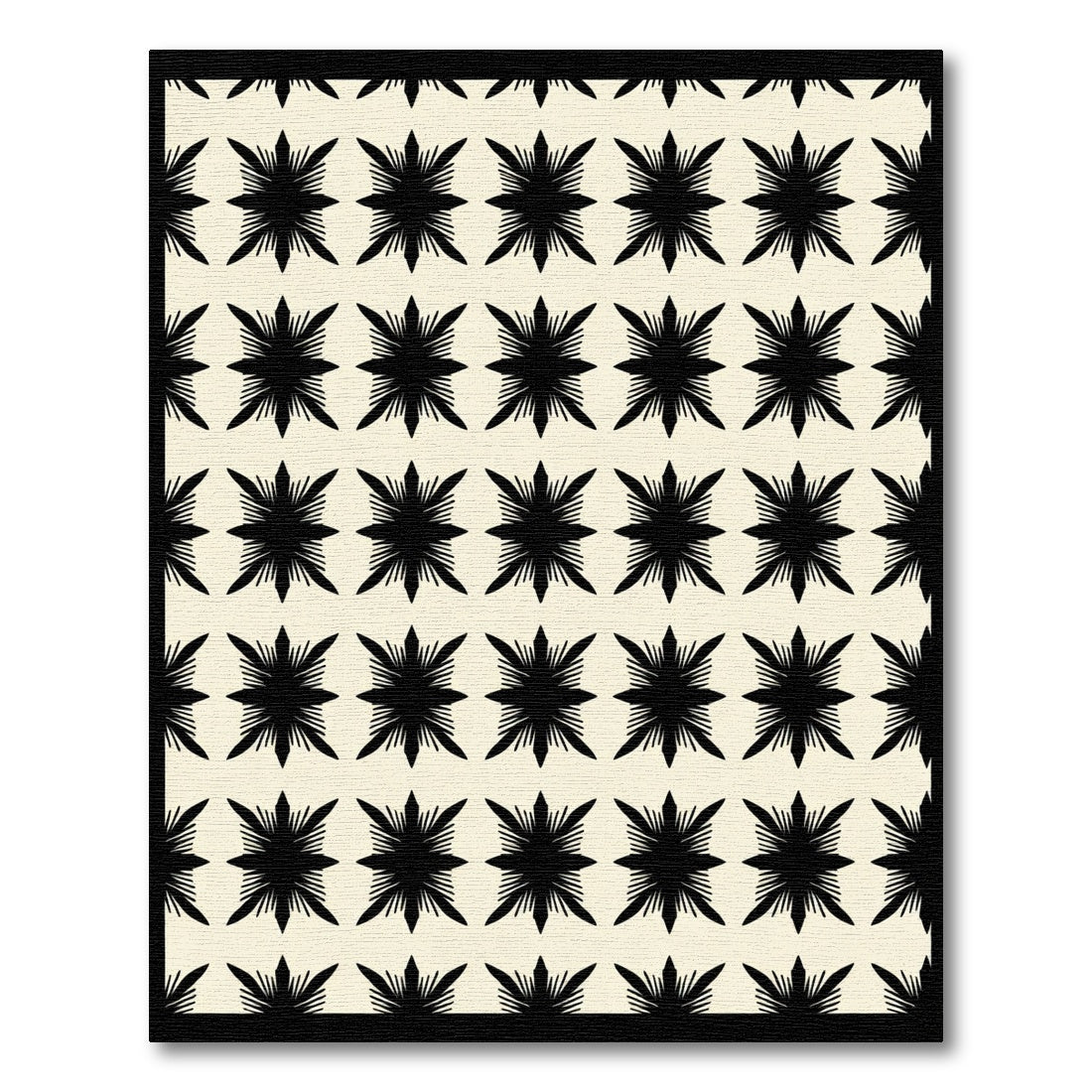 Black Starburst Geometric Cream Rug