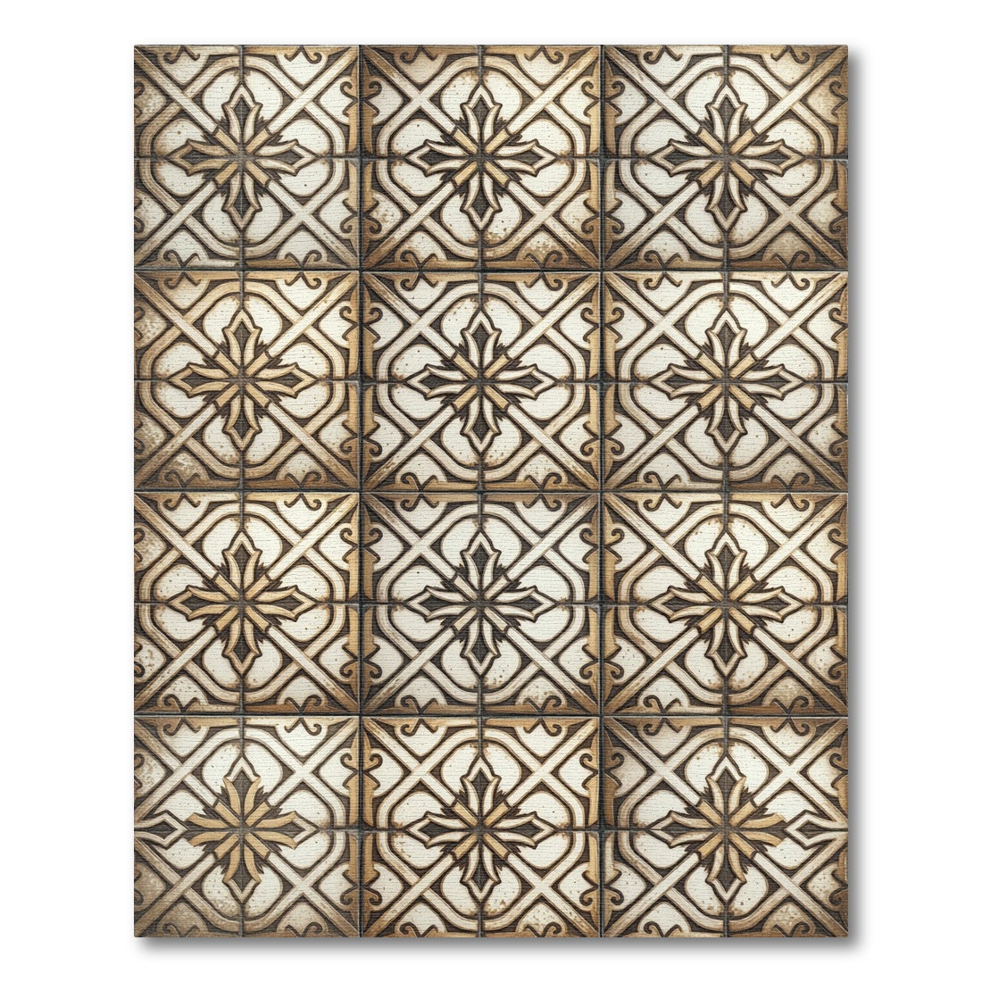 Golden Metallic Lattice Art Deco Tile Rug