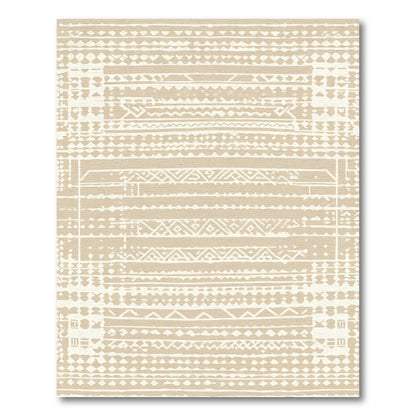 Cream Geometric Tribal Stripes Rug