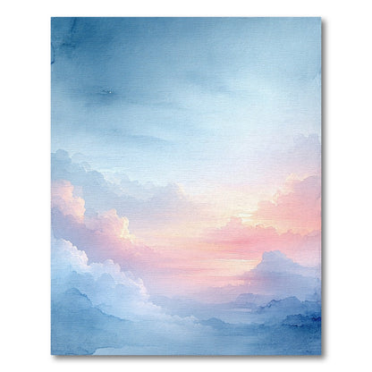 Dreamy Watercolor Clouds Sunset Rug