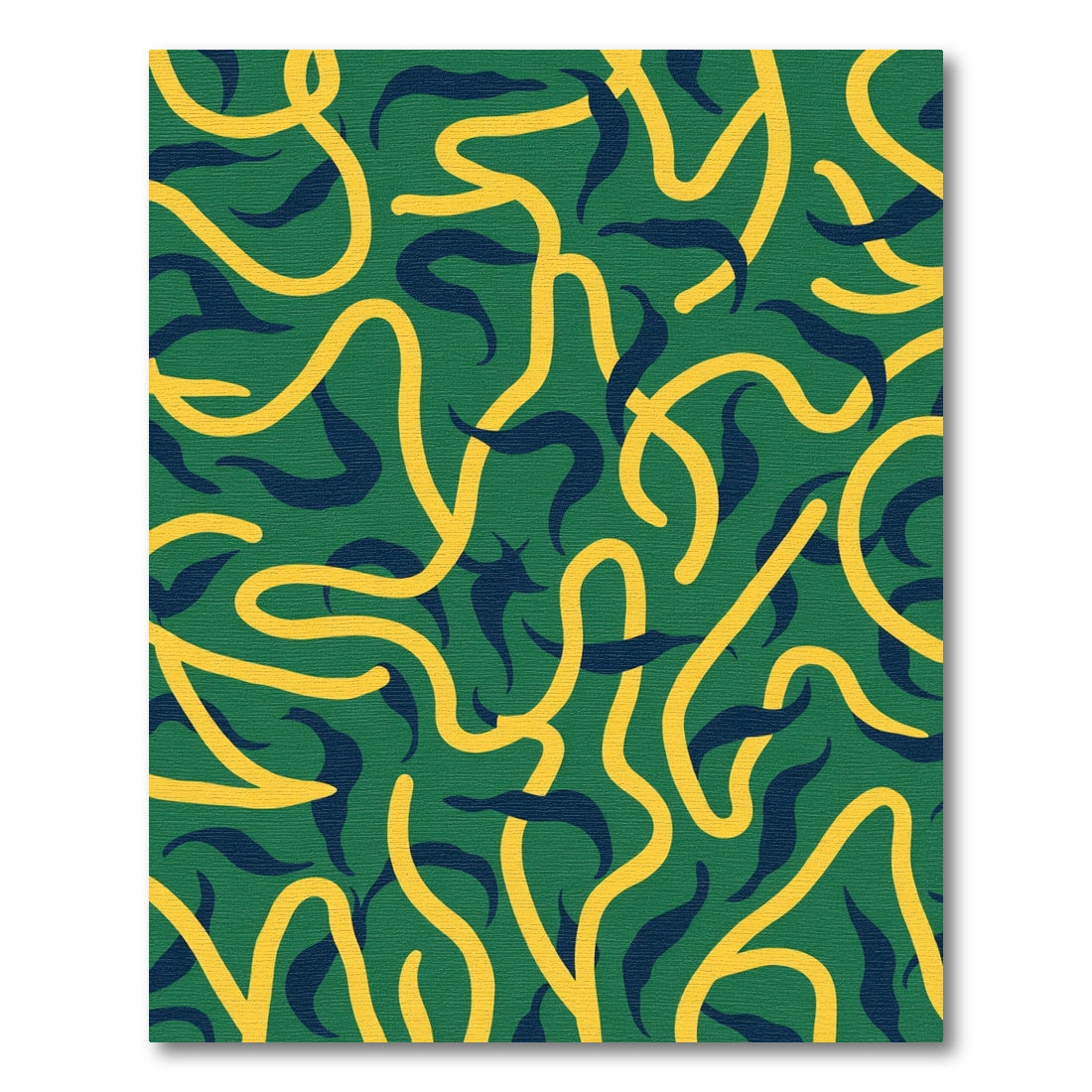 Yellow Blue Leafy Swirl Rug