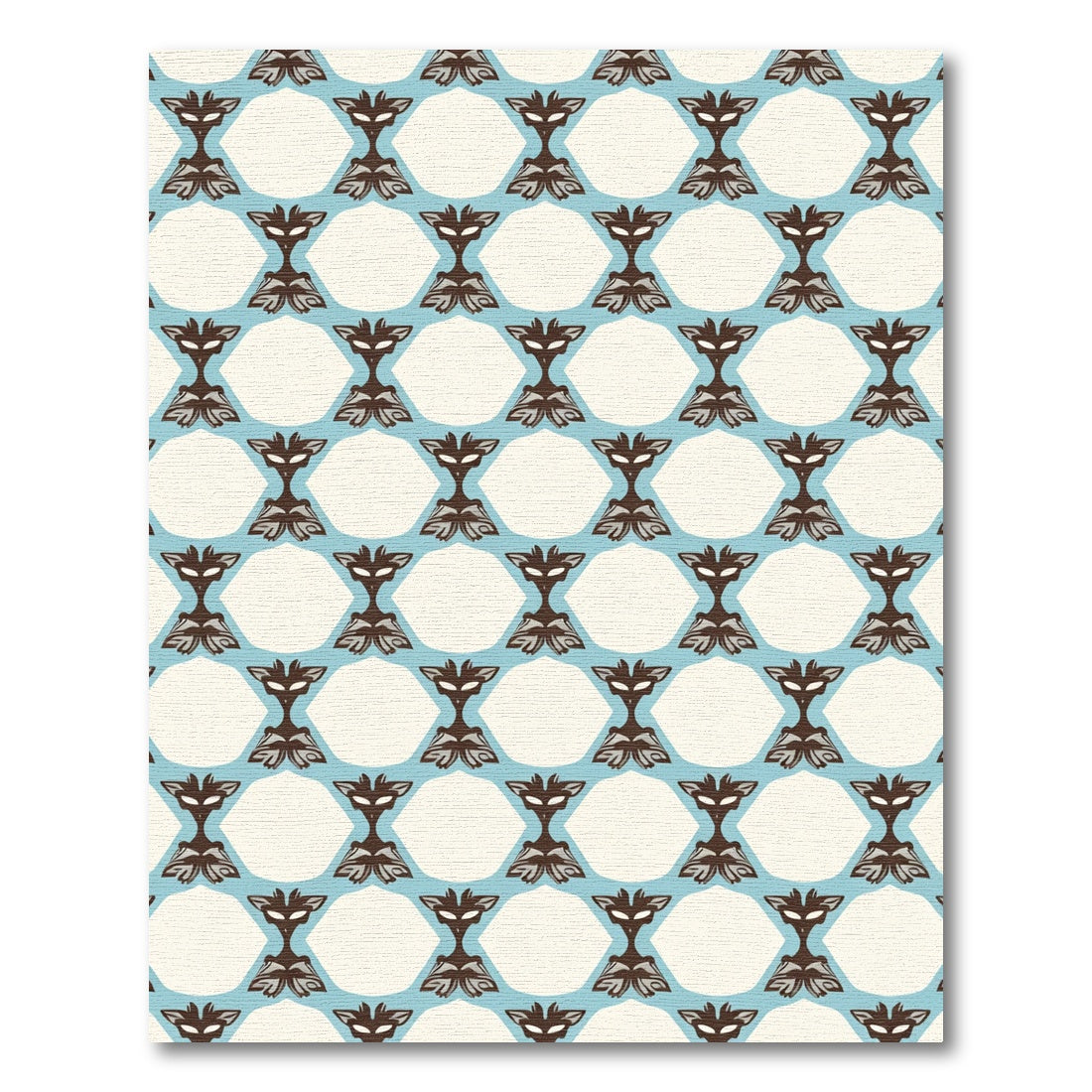 Retro Brown Fox Blue Geometric Rug
