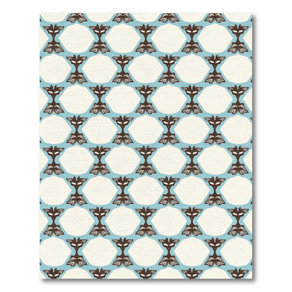 Retro Brown Fox Blue Geometric Rug