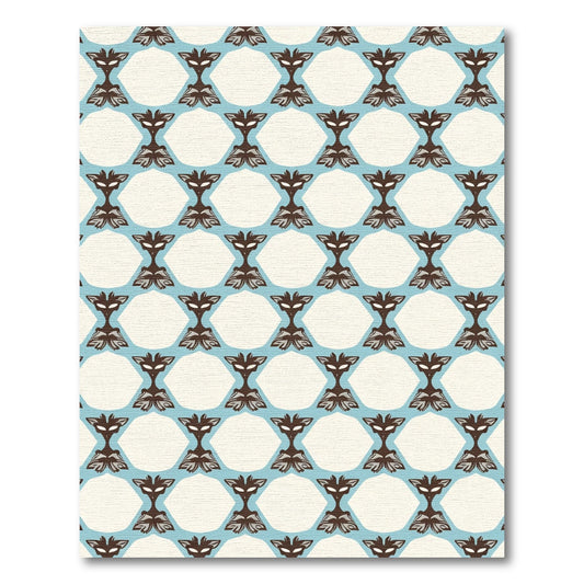 Retro Brown Fox Blue Geometric Rug