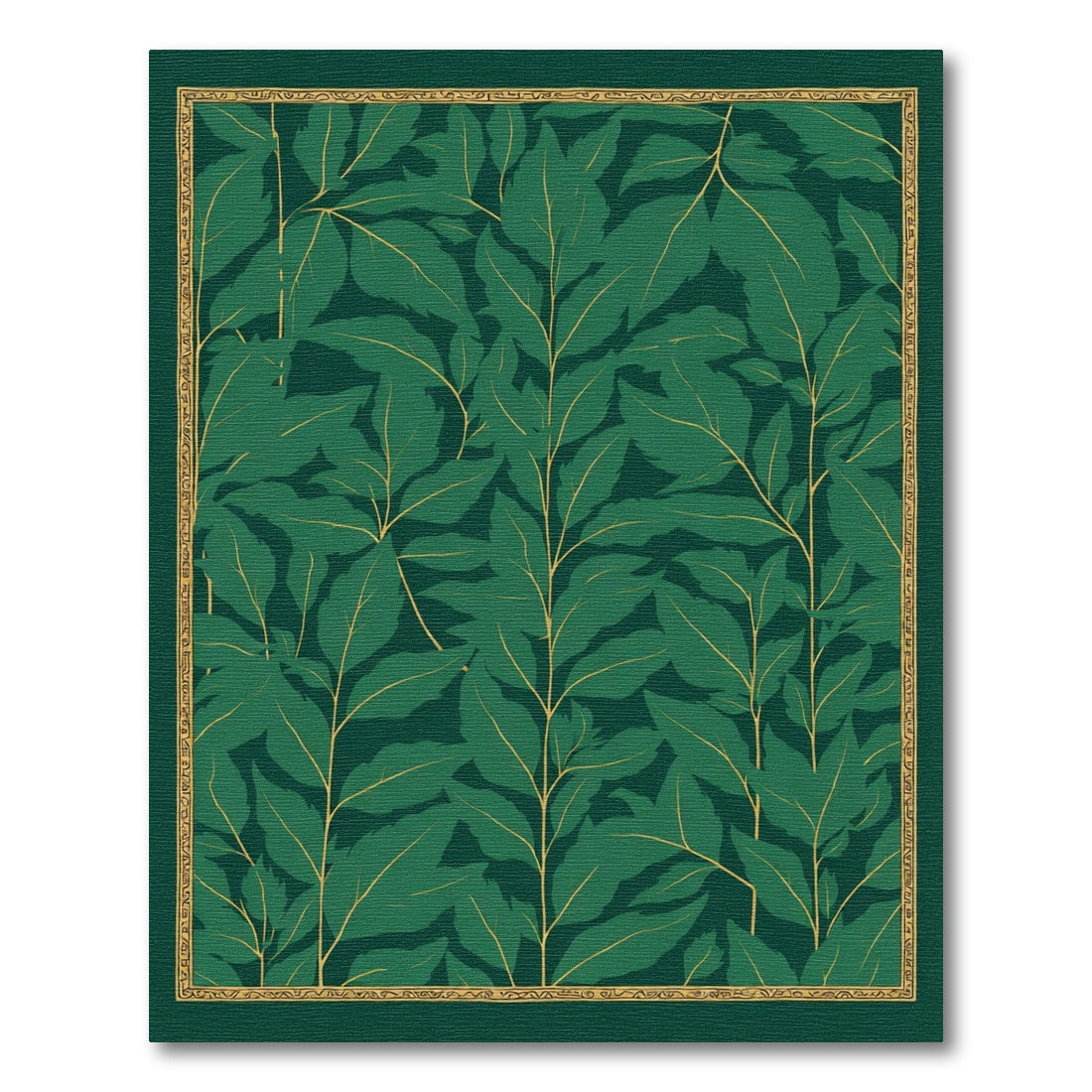 Deep Emerald Green Leafy Vines Rug