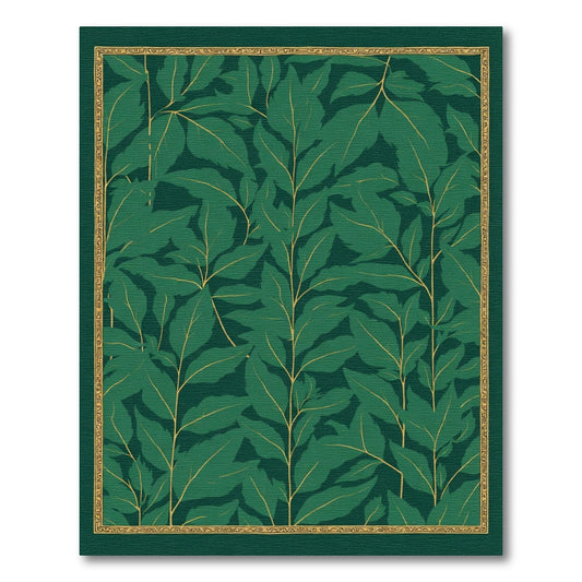 Deep Emerald Green Leafy Vines Rug