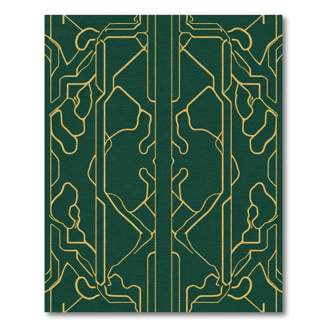 Art Deco Emerald Gold Geometric Lines Rug