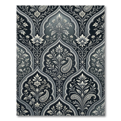 Monochromatic Gray Paisley Archway Bloom Rug