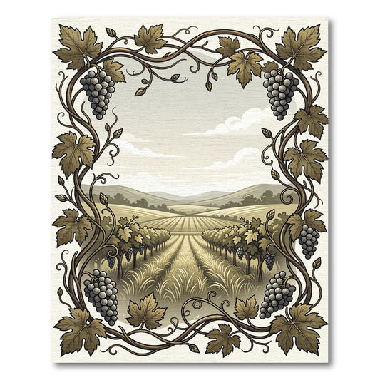 Vineyard Grapes Scrollwork Landscape Rug