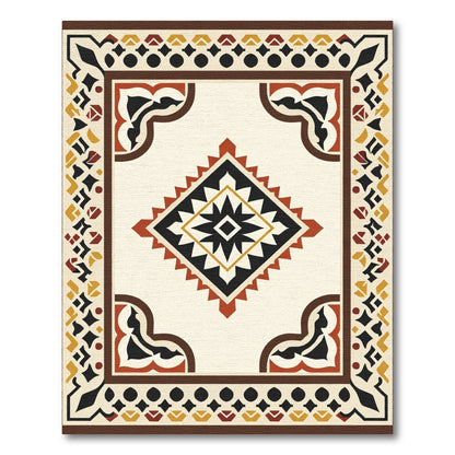Rustic Geometric Diamond Medallion Rug