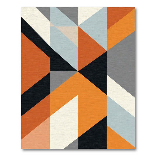Modern Orange Black Geometric Shapes Rug, 50 characters Rug
